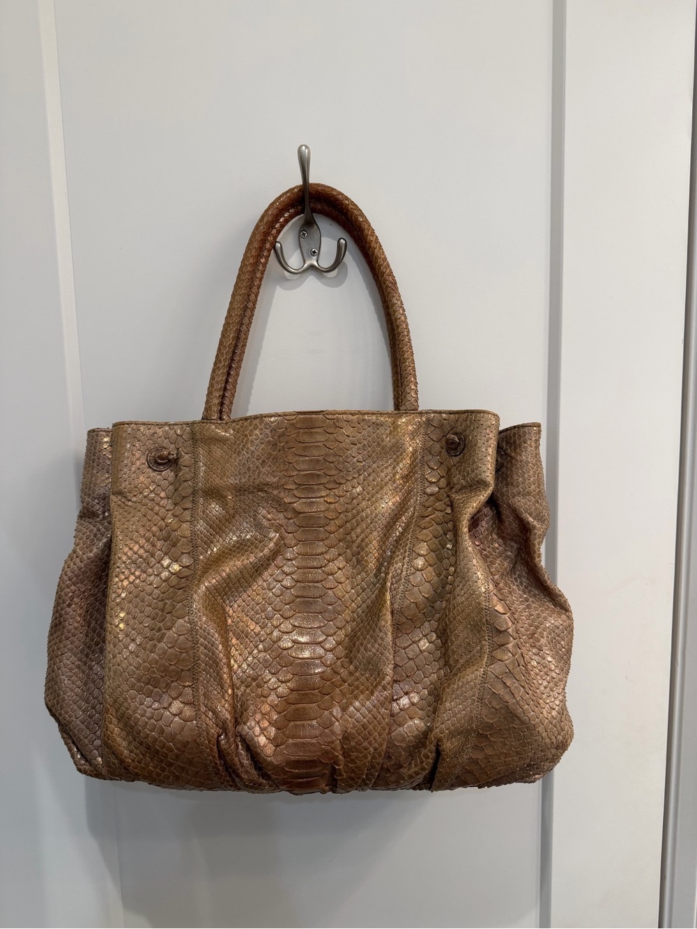 Carlos Falchi Gold Metallic Python Tote